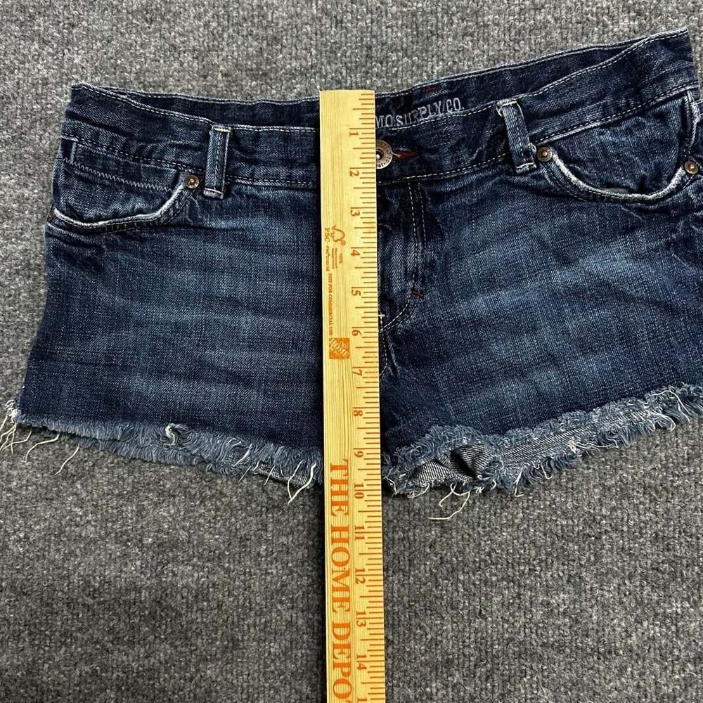 Mossimo Denim Shorts Womens Size 9 Dark Wash Raw Hem Low Rise Casual Jean Mini